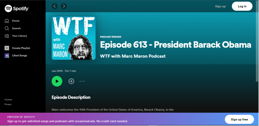 WTF with Marc Maron–Episode 613- President Barack Obama