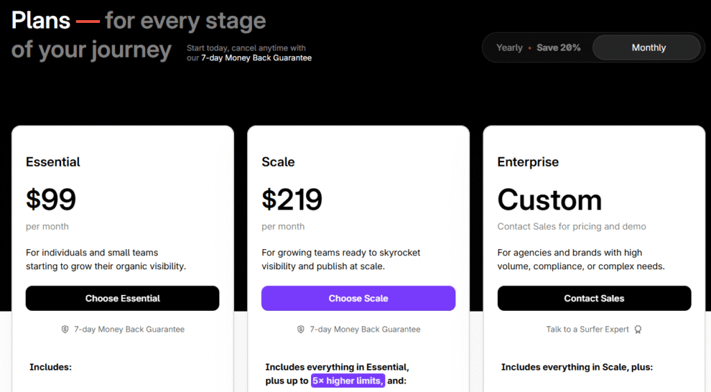 Surfer SEO Pricing