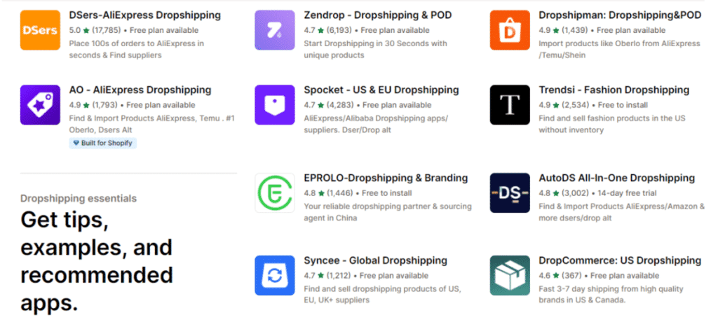 Shopify Dropshipping Apps Shopify Dropshipping Apps