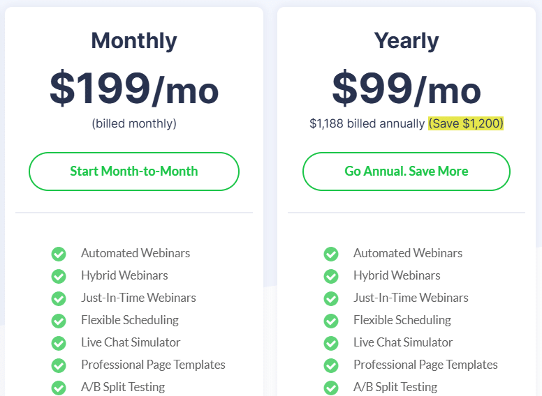 EverWebinar Pricing Plans EverWebinar Pricing