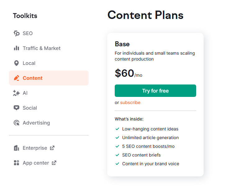 See plans and prices https://www.semrush.com/prices/ Semrush Pricing 2026: New & Cost Breakdown Trouser Waist:28