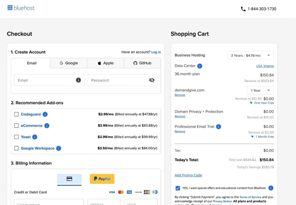 Bluehost Checkout Page Bluehost Checkout Page