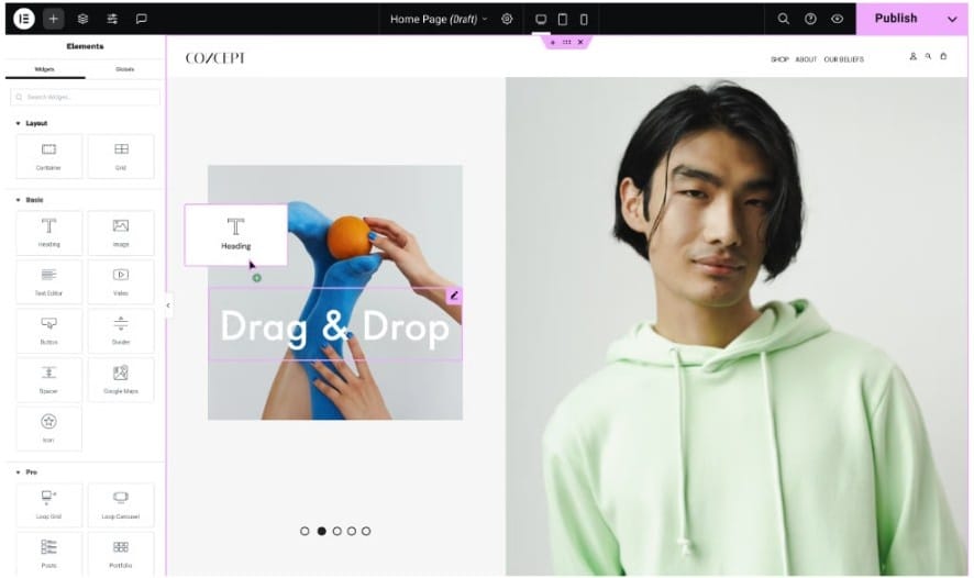 Drag and Drop Website Building Interface Drag and Drop Website Building Interface