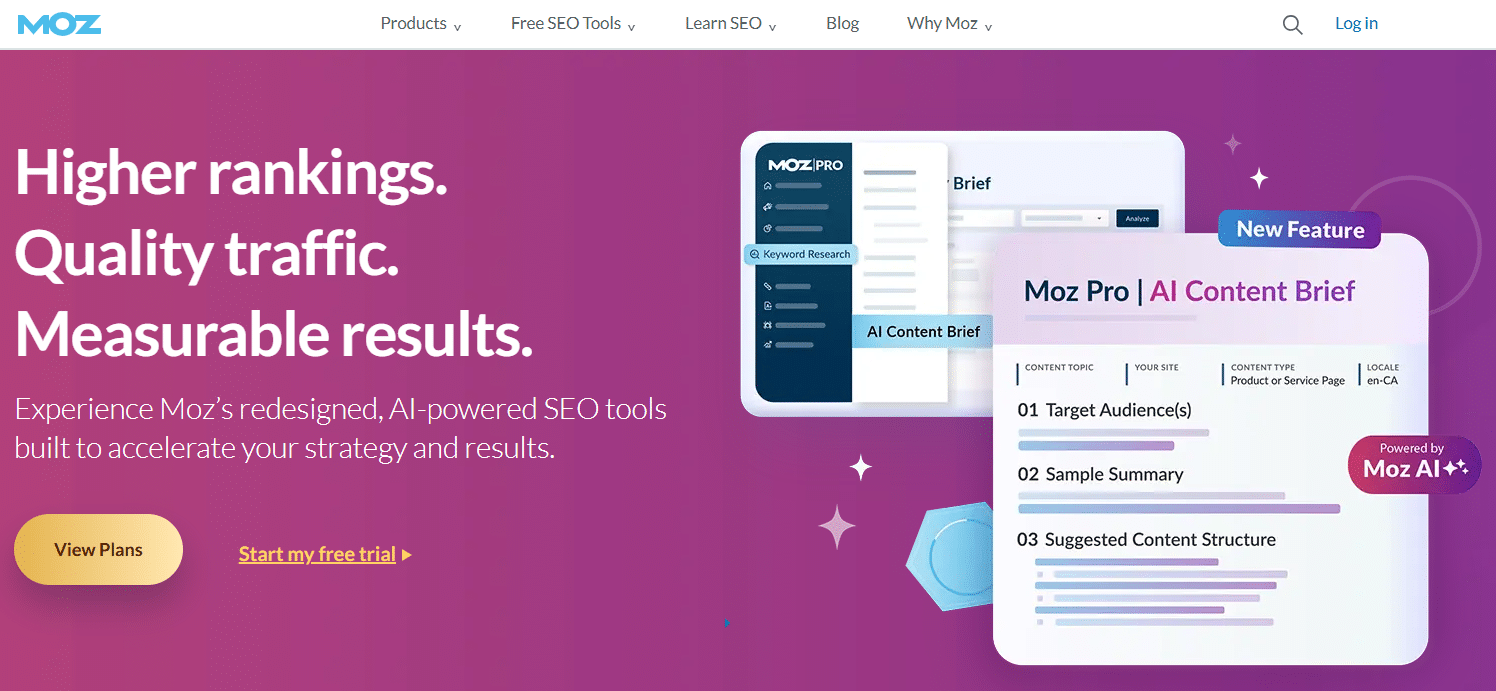 Semrush vs Moz - Moz Moz Pro Homepage