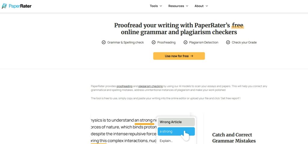 PaperRater homepage PaperRater homepage