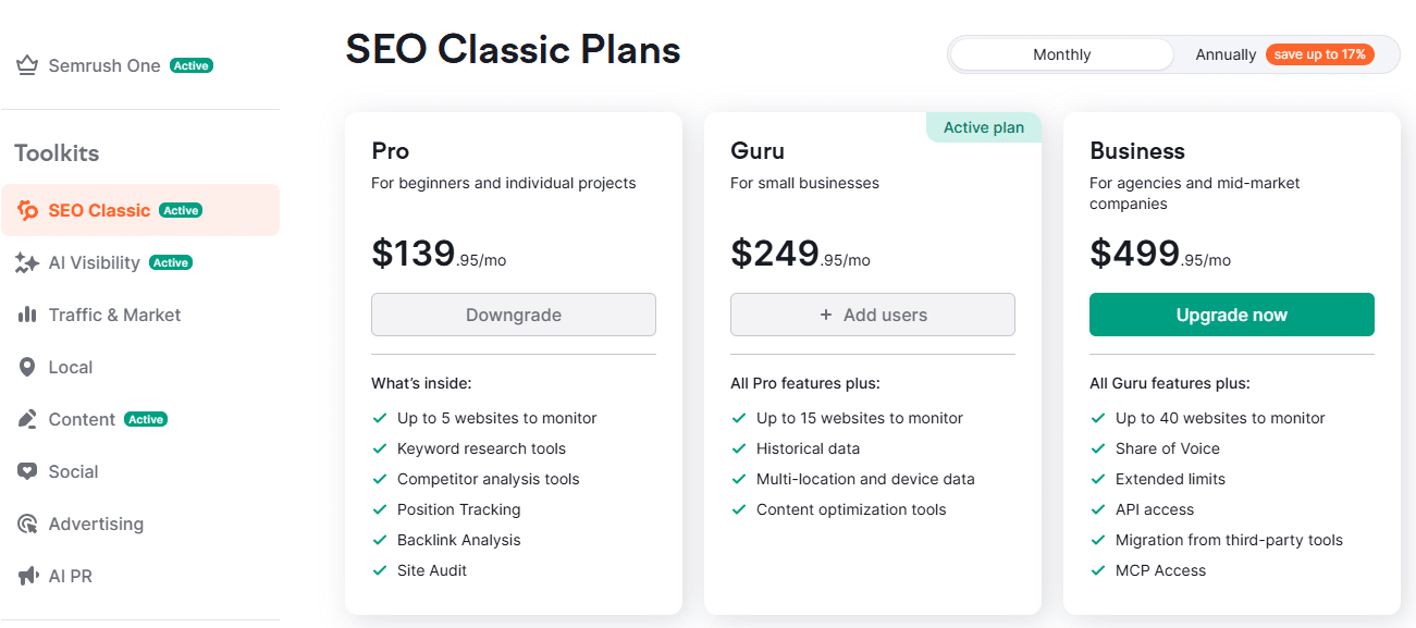 Semrush New Pricing Semrush SEO Plans