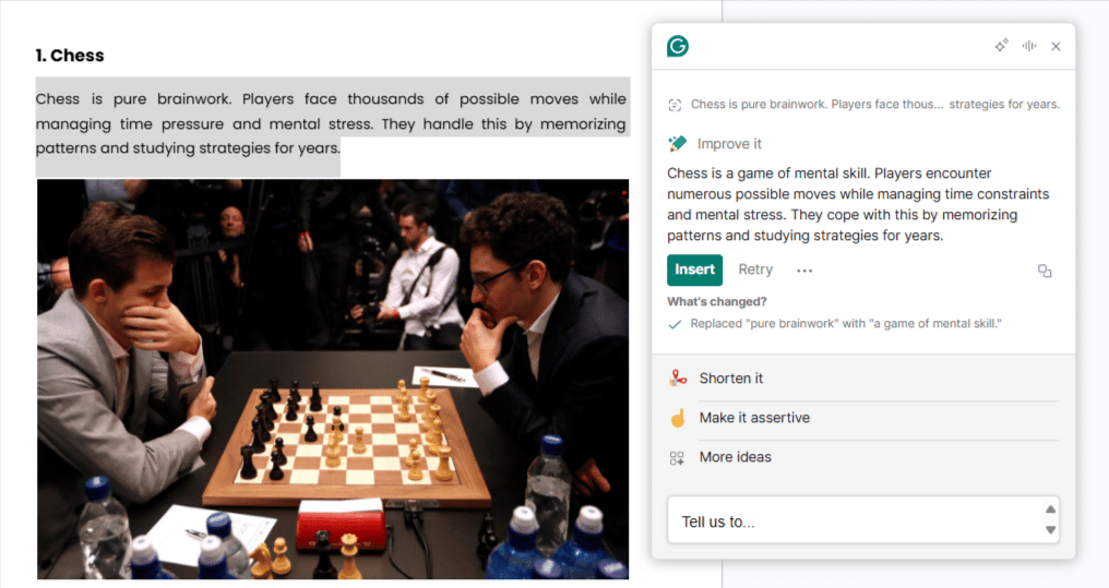 Grammarly Writing Suggestion Grammarly Writing Suggestion
