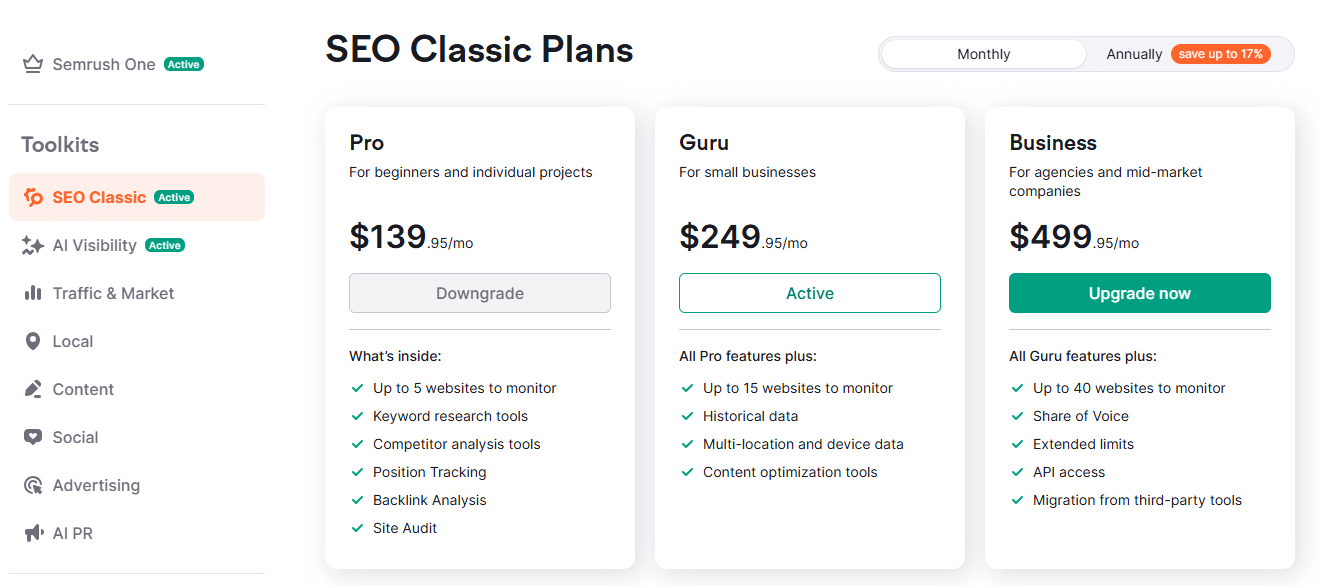 Semrush New Pricing Semrush Pricing Plans