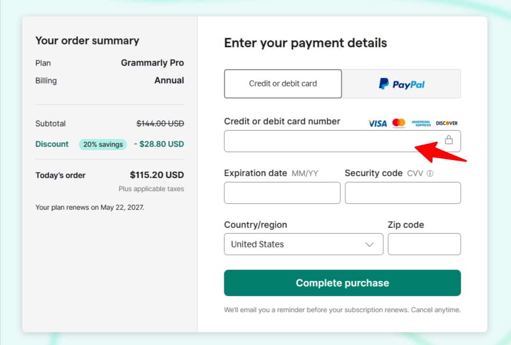 Enter Your Payment Details Enter Your Payment Details