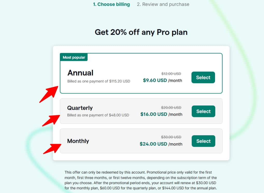 Select The Billing Cycle That You Want Select The Billing Cycle That You Want