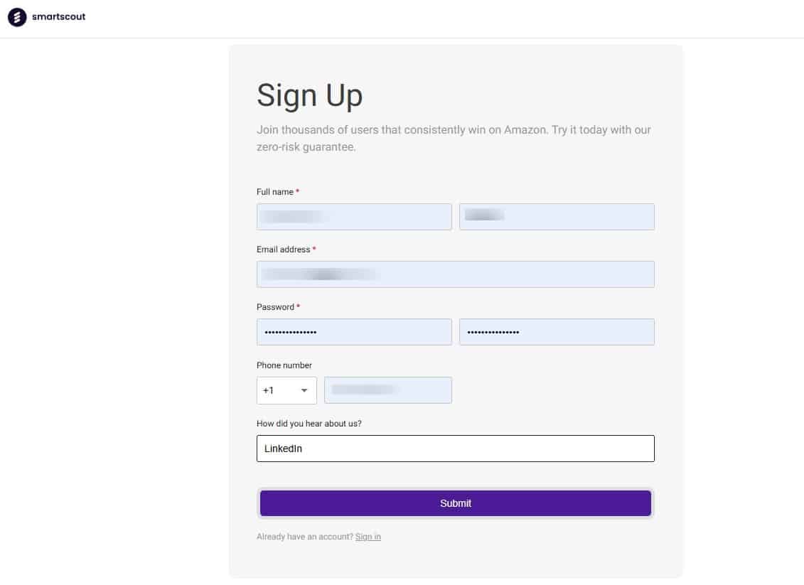 Create a new SmarScout account Create a new SmarScout account