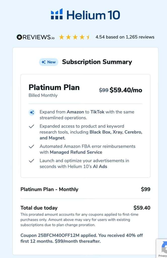 Discount on Helium 10 Platinum Discount on Helium 10 Platinum