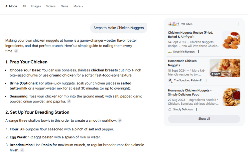 Google AI Mode Response