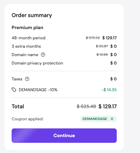 After applying the Hostinger coupon code After applying the Hostinger coupon code
