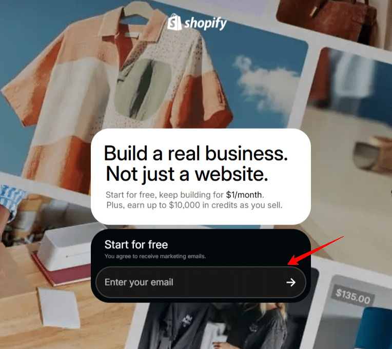 Shopify Official Page - Click The “Start Free Trial” Shopify Official Free Trial Page