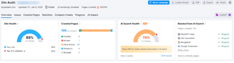 Semrush One AI Site Audit With Built-in Search Health Semrush One AI Site Audit With Built-in Search Health