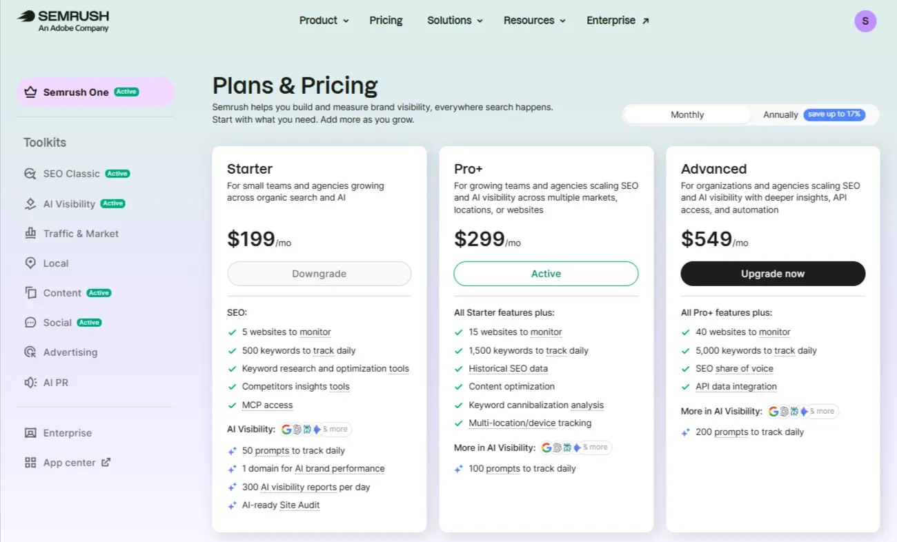 Semrush One Pricing Plans Semrush One Pricing Plans