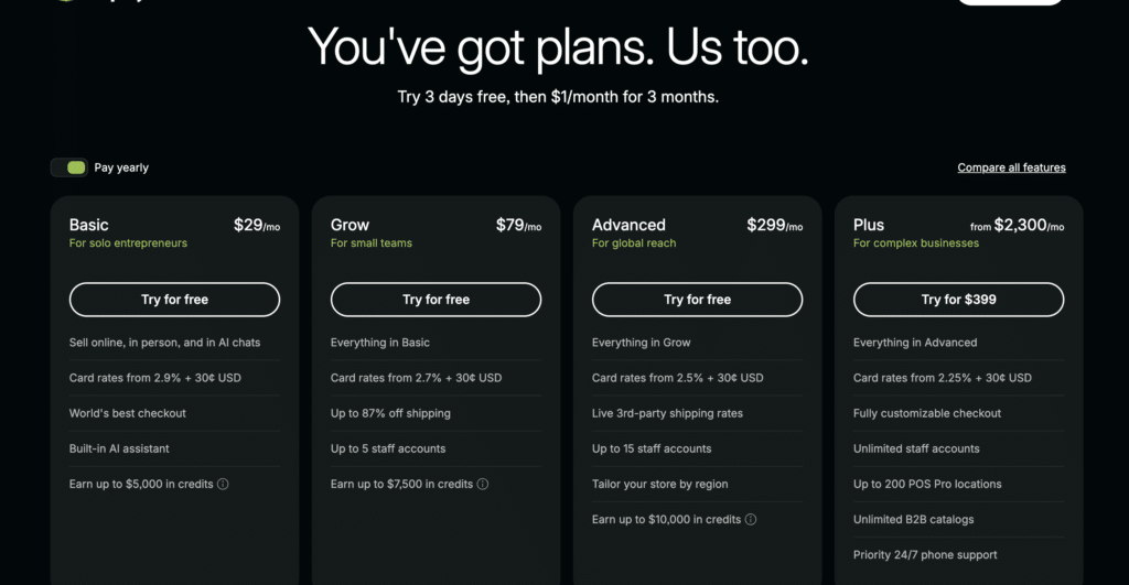 Shopify Pricing Shopify Pricing