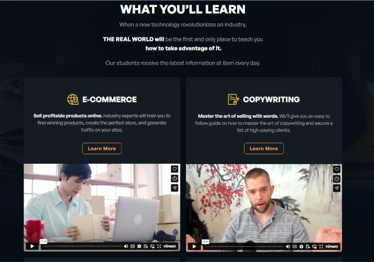 The Real World has a suite of courses The Real World has a suite of courses
