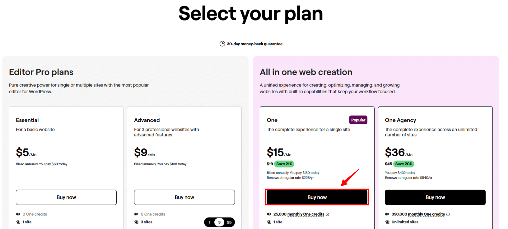 Elementor Pro & One Plans Select Teachable Plan