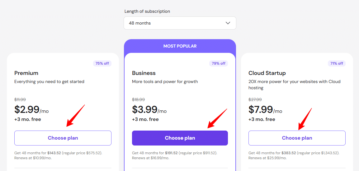 Choose from the available plans Choose from the available plans