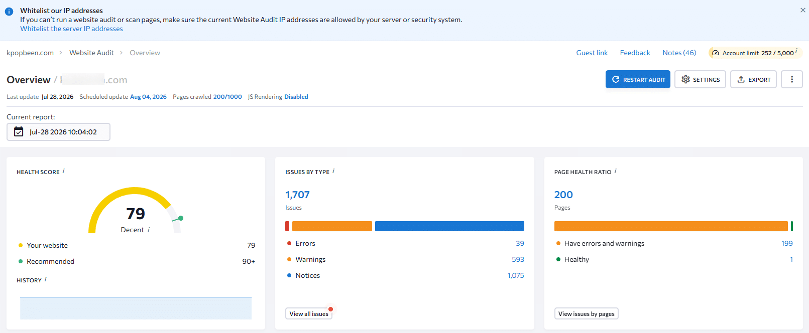 On-Page SEO Checker Of SE Ranking SE Ranking Site Audit