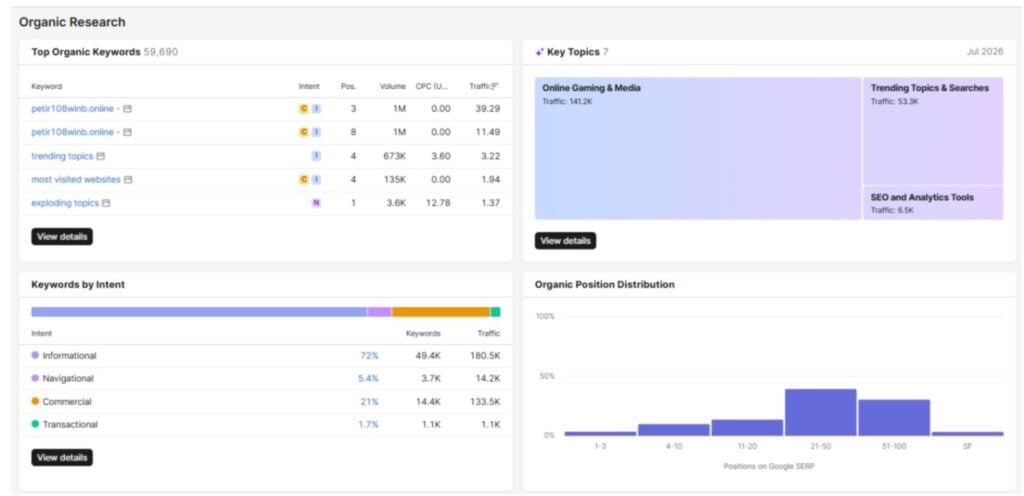 Check The Organic Keywords Check The Organic Keywords