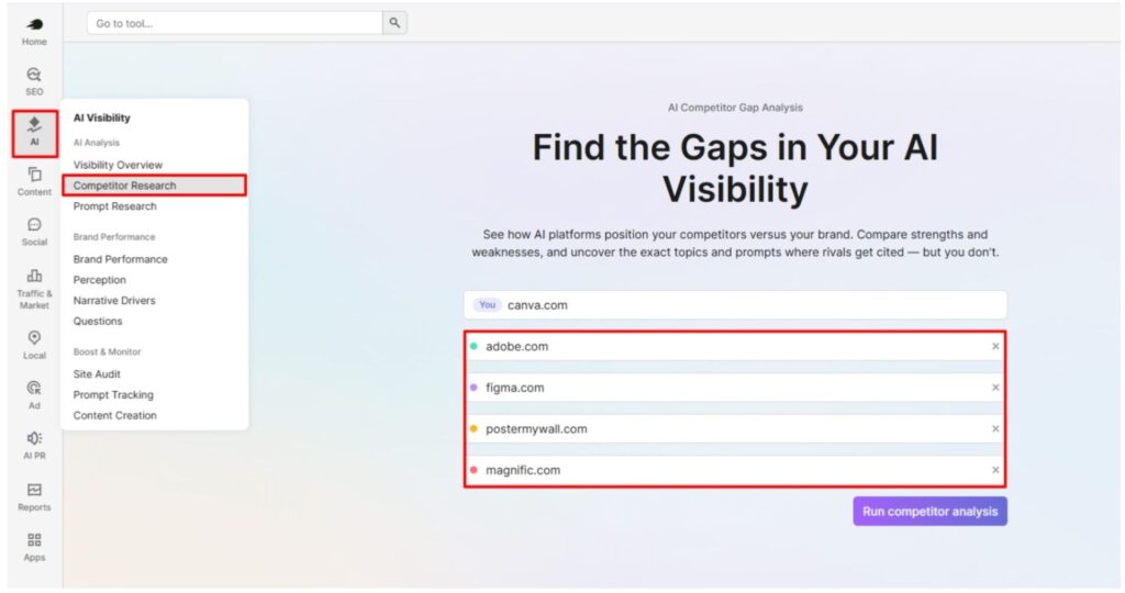 Compare Your AI Visibility With Your Competitors Compare Your AI Visibility With Your Competitors