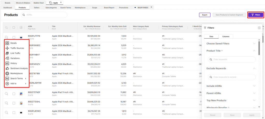 Select Filters On SmartScout Dashboard Select Filters On SmartScout Dashboard