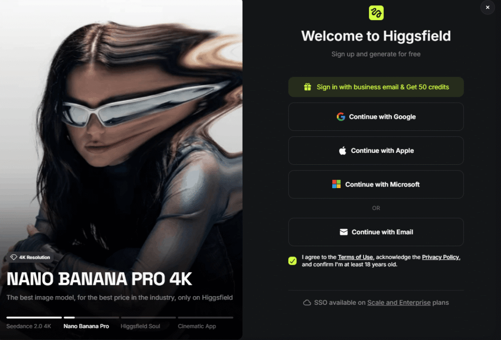 Sign Up on Higgsfield AI Sign Up on Higgsfield AI