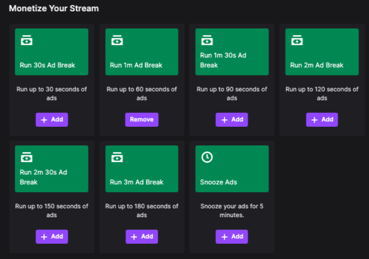 Twitch Ads for Monetized Streams